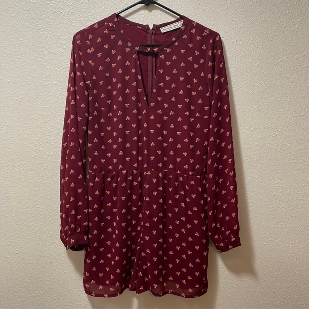 NWOT A&F Maroon Floral Romper - Picture 3 of 7